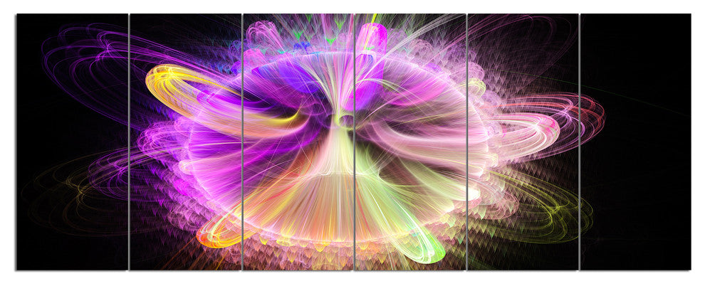 Purple Circle with Amazing Curves, Floral Canvas Art Print, 70"x28", 6 Panels