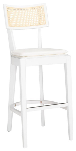 Safavieh Galway Cane Bar Stool, White/Natural