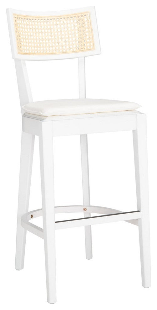 Safavieh Galway Cane Bar Stool, White/Natural