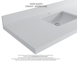 Aberdeen 36 Center Sink Bath Vanity in White 2" White Quartz