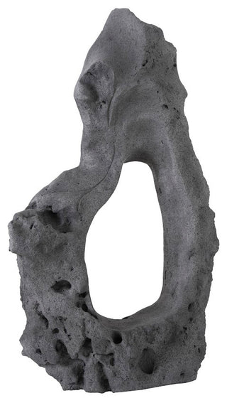 Colossal Cast Stone Sculpture, Single Hole, Charcoal Stone