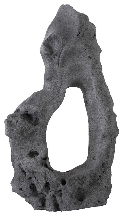 Colossal Cast Stone Sculpture, Single Hole, Charcoal Stone
