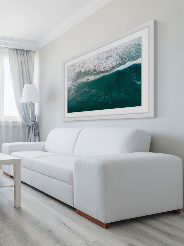 "Catch That Wave" Framed Print by Karolis Janulis