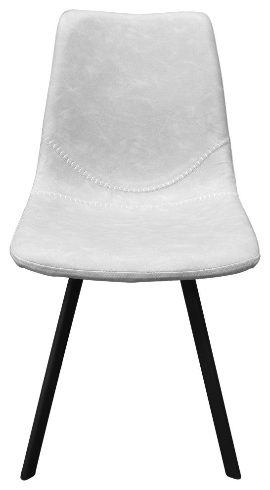 Markley Modern Leather Dining Chair With Metal Legs Set of 2, Light Gray