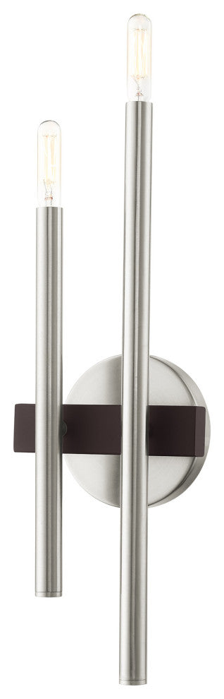 Livex Lighting Denmark 2 Light Brushed Nickel, Bronze Accents ADA Double Sconce