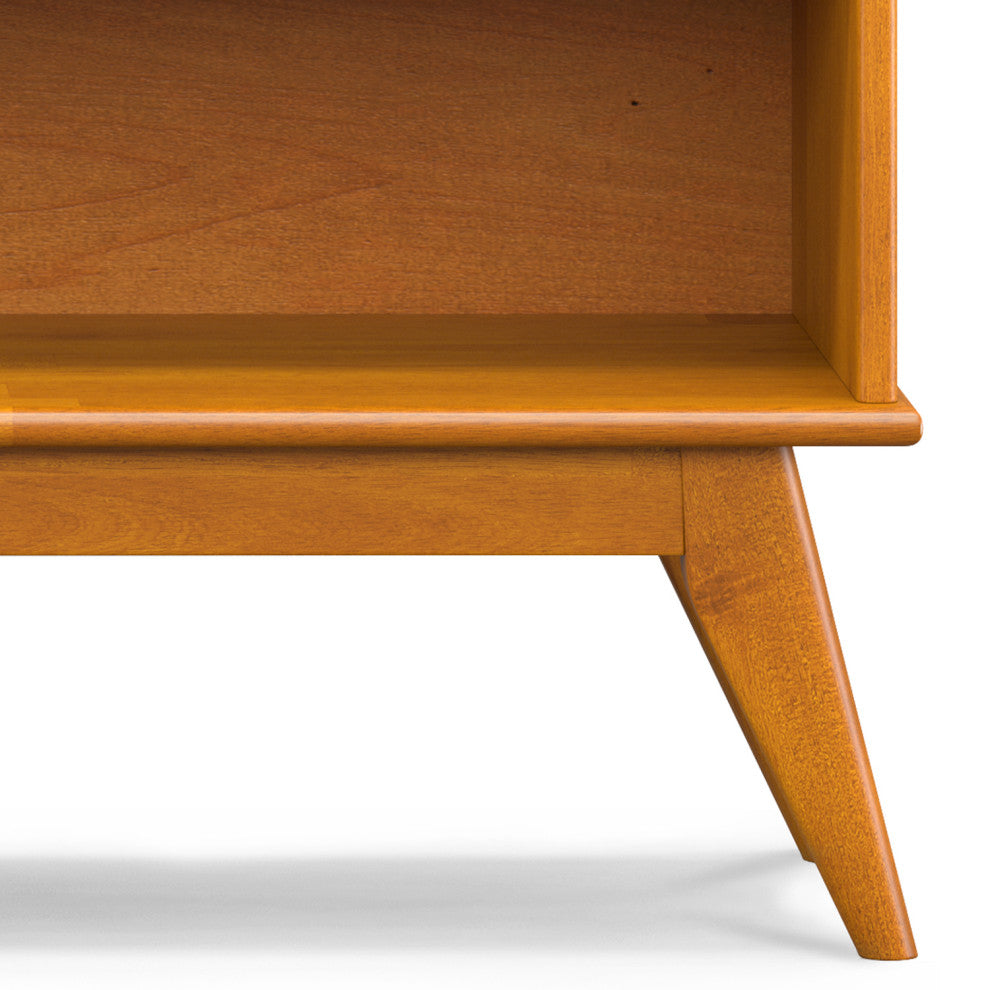 Draper SOLID HARDWOOD Mid Century Low Bookcase, Teak Brown