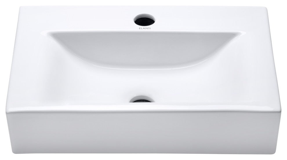 Elanti Collection Porcelain Rectangular Wall-Mounted Compact Sink