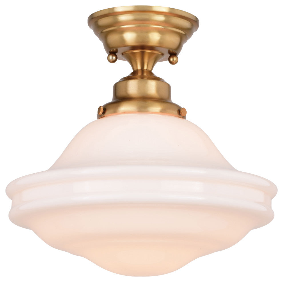 Huntley 12" 1 Light Semi-Flush Natural Brass