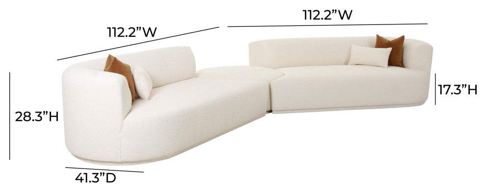 Fickle Cream Boucle 3-Piece Modular Sectional