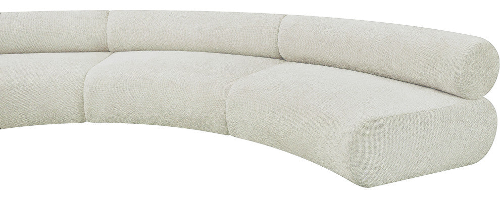 Bale Cream Chenille Fabric Modular Sofa, Cream, 3-Piece, Arc Shaped