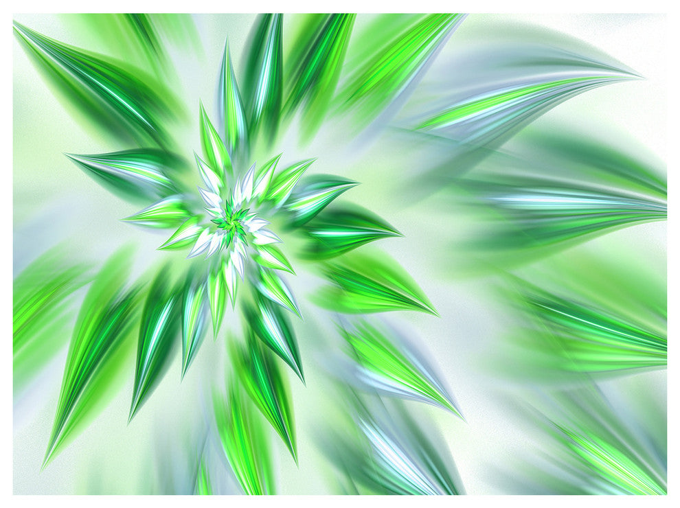Exotic Dance of Green Petals, Floral Canvas Art Print, 40"x30"