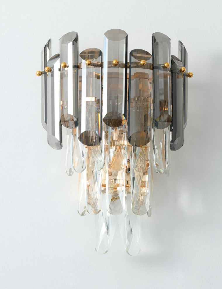 Cordoba | Smokey gray crystal wall lamp, Clear Crystal