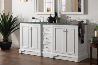 De Soto 72" Double Vanity, Bright White, Parisien Bleu Quartz