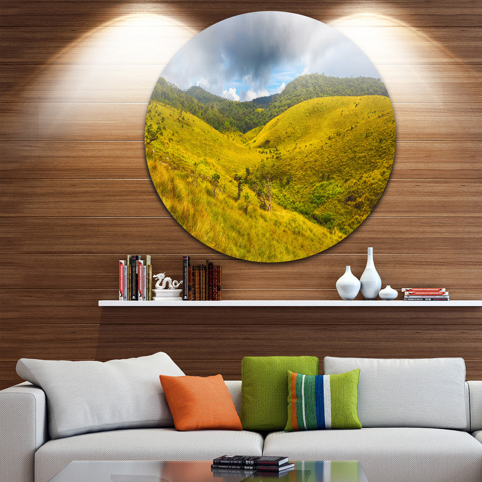 Green Everywhere, Horton Plains, Landscape Disc Metal Wall Art, 38"
