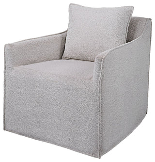 Uttermost 23658 Avila 28"W Contemporary Boucle Slipcover Swivel - Gray Boucle