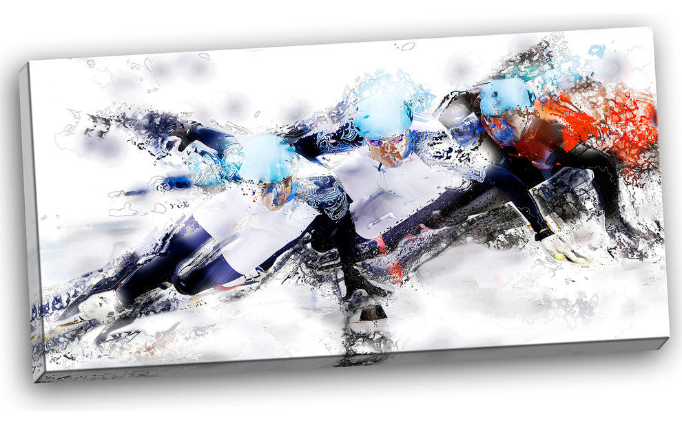 "Speed Skating Finish Line" Canvas Painting