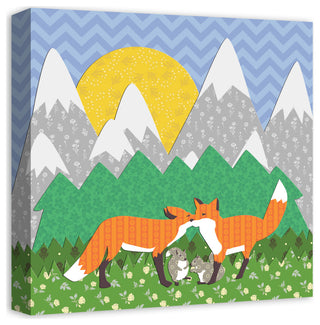 Kissing Foxes 16x16 Canvas Wall Art
