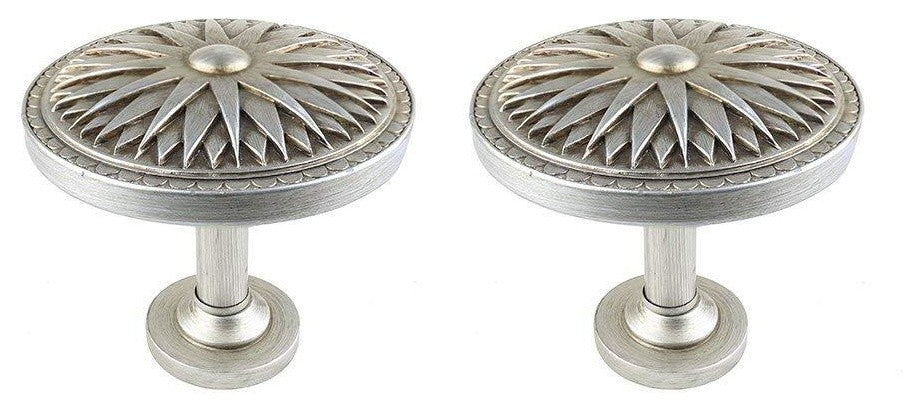 Large Starburst Holdback Medallion, Pewter, Set of 2