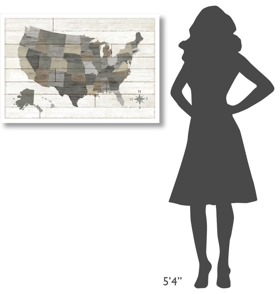 "Barnboard Map Neutral no Words" Digital Paper Print by Sue Schlabach, 38"x26"