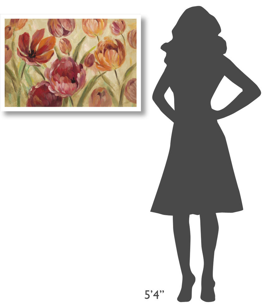 "Expressive Tulips Neutral" Digital Paper Print by Silvia Vassileva, 32"x22"