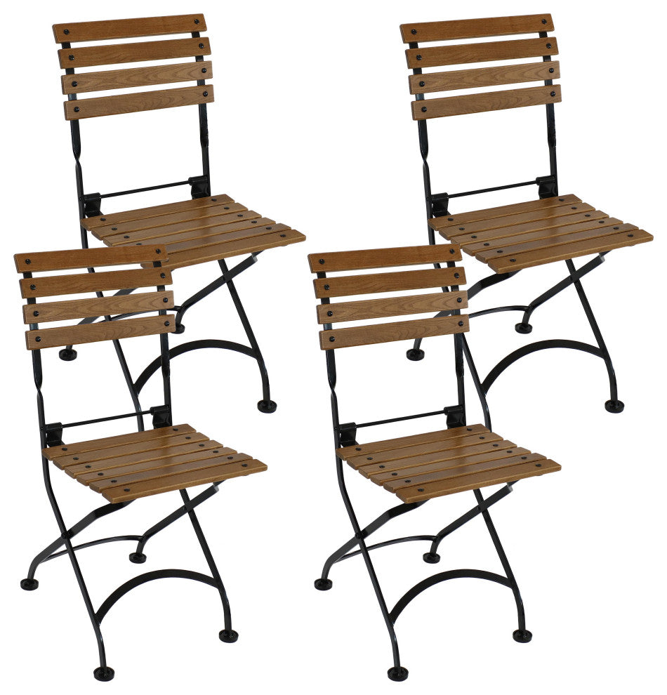 Sunnydaze European Chestnut Wooden Folding Bistro Side Chair, Set of 4