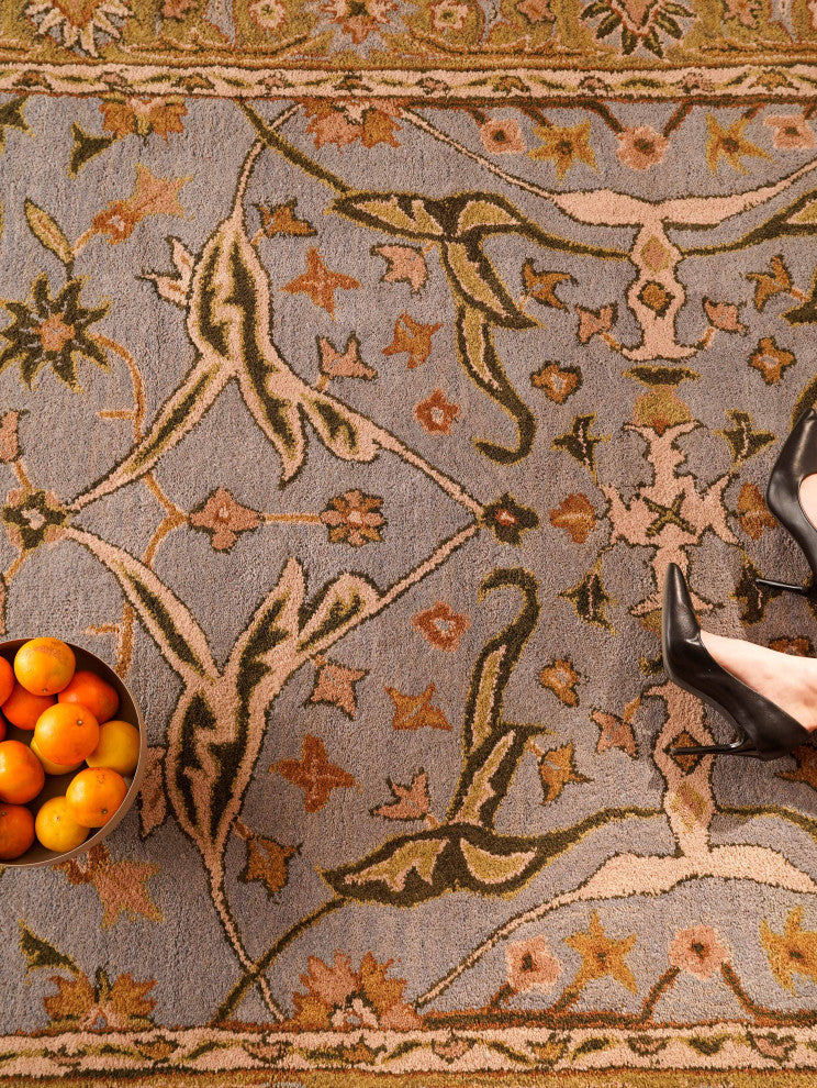 HAND TUFTED WOOL ECO-FRIENDLY AREA RUGS, Blue Green Color, Oriental Design
