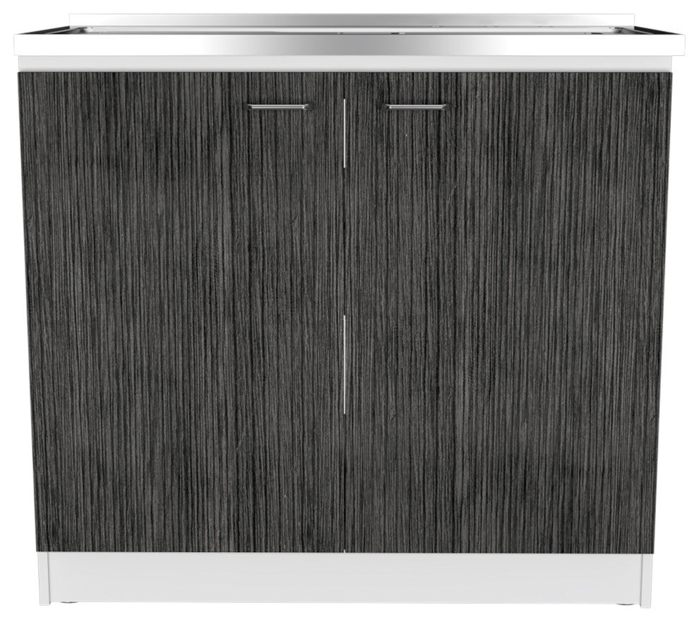 Oklahoma Utility Sink And Cabinet, White Smokey Oak