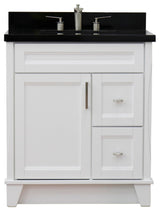 31" Single Sink Vanity, White Finish With Black Galaxy Granite