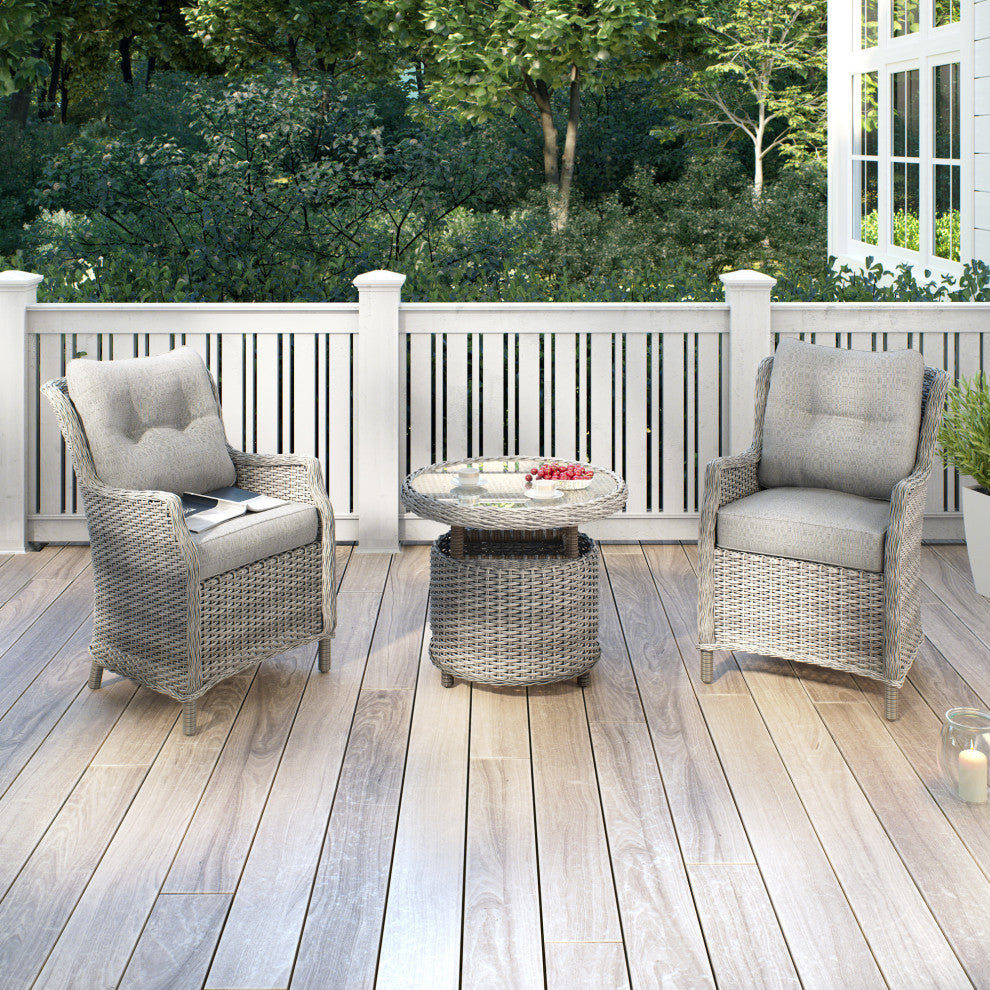 Ove Decors Vance 3-piece Patio Conversation Set in Grey