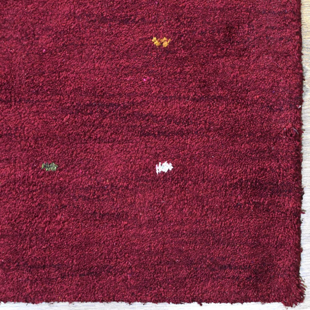 Hand Knotted Loom Silk Mix Area Rug Contemporary Red