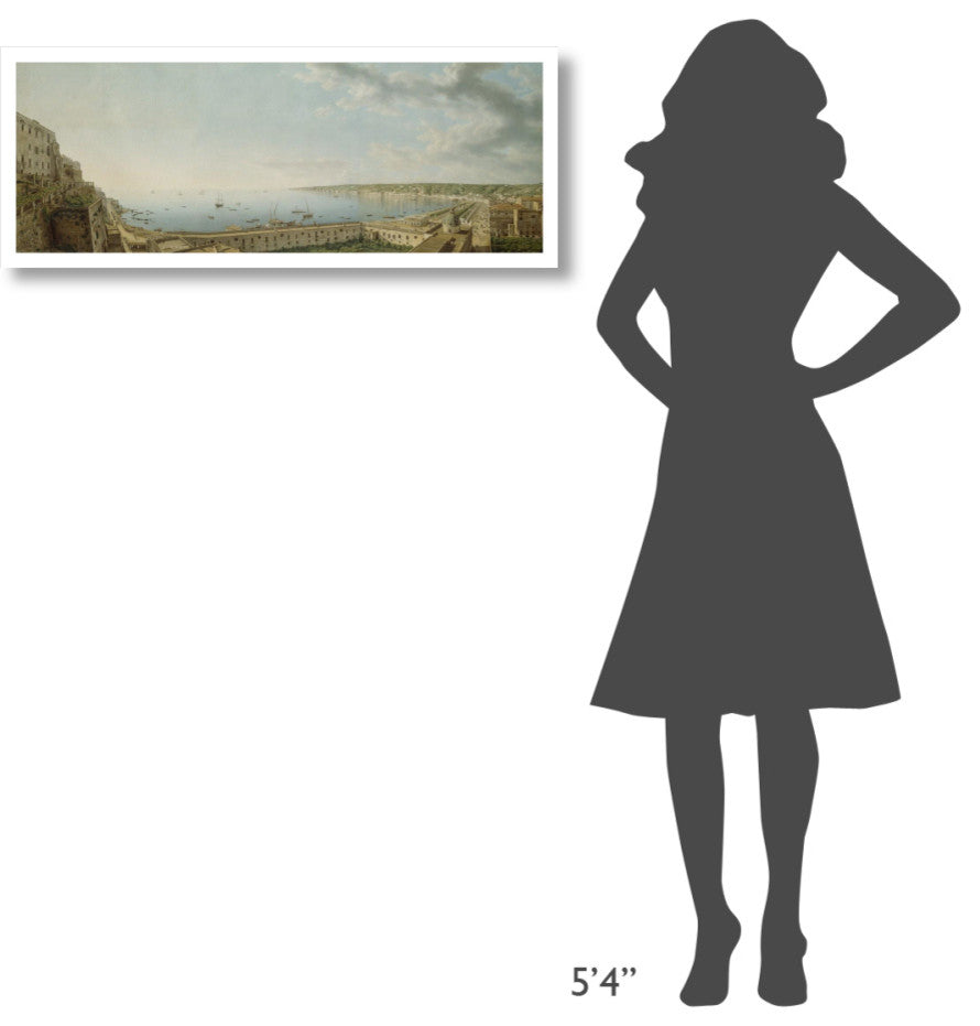 "Naples, Southwest, Pizzofalcone toward Capo di Posilippo" Paper Art, 38"x15"