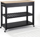 Natural Wood Top Kitchen Cart, Island With Optional Stool Storage