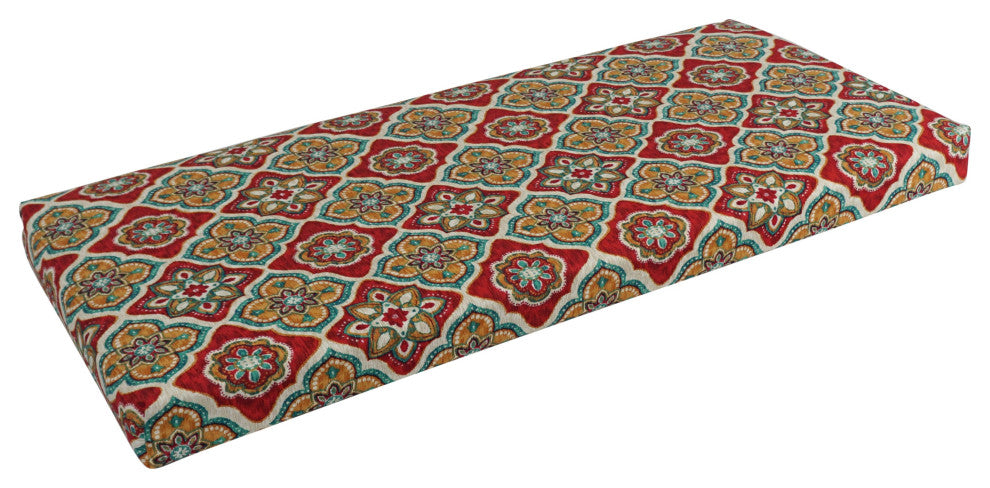 42"X19" Patterned Outdoor Spun Polyester Loveseat Cushion, Adonis Jewel