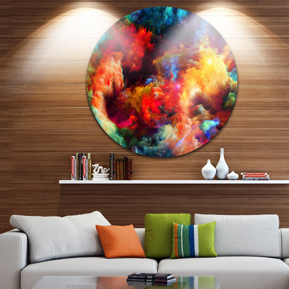 Fractal Paint Fusion, Contemporary Art Round Wall Art, 23"