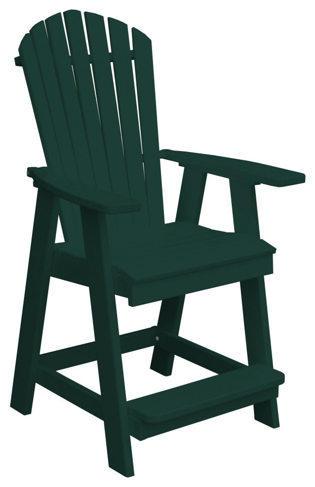 Poly Lumber Adirondack Chair with Arms, Turf Green, Counter Height