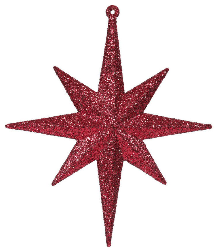 8" Burgundy Glitter Bethlehem Star 4/Box