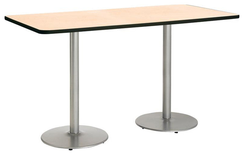 KFI Mode 42" x 84" Conference Table Natural Round Silver Base Bistro Height