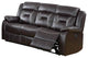 Benzara BM232636 Leather Power Motion Sofa With Contrast Stitching, Dark Brown