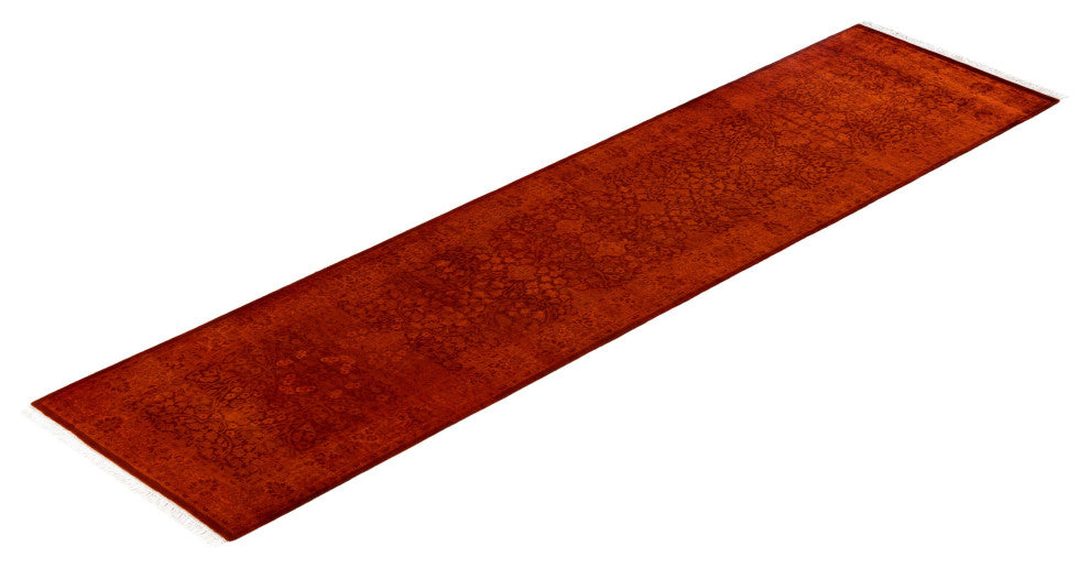 Overdyed One-of-a-Kind Hand-Knotted Area Rug Orange, 2' 7" x 10' 1"