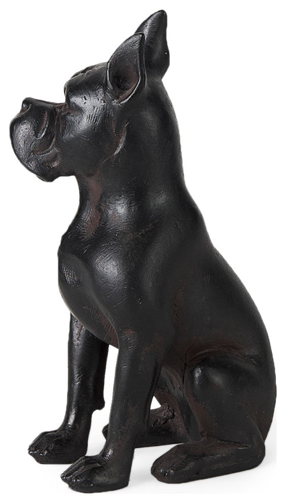 Rocky Black Resin Boxer Dog