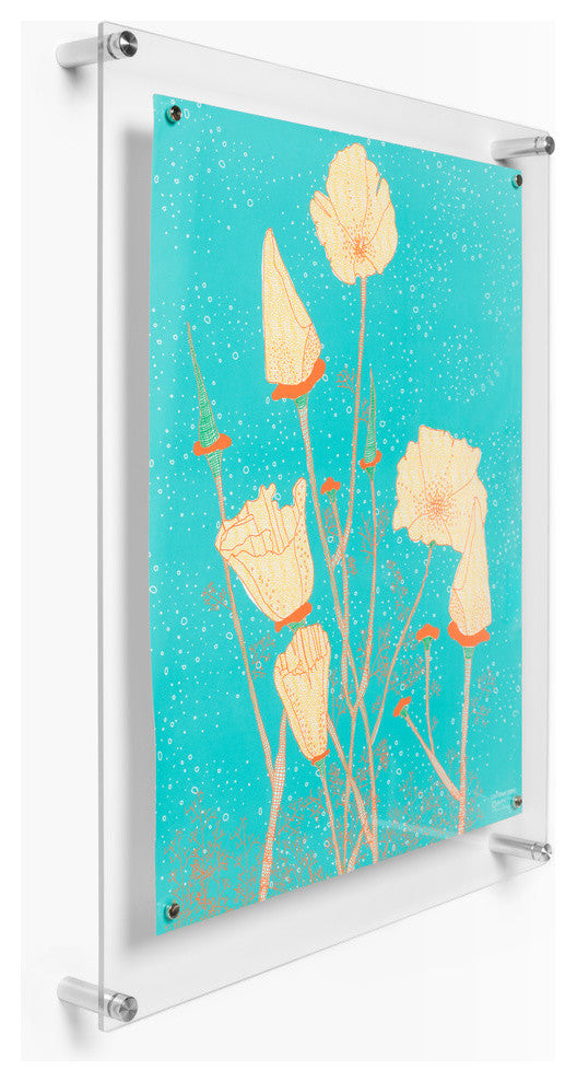 19x23" Single Clear Panel Acrylic Magnet Frame For 16x20" Art, Silver Hardware