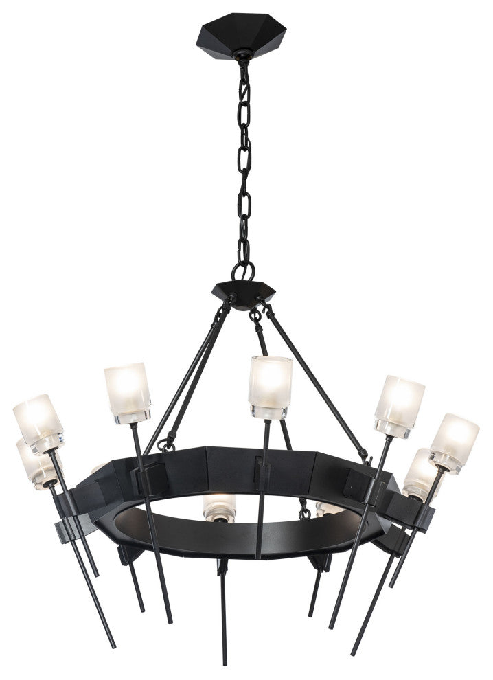 Echo 10-Light Circular Chandelier - Black - Cast Glass