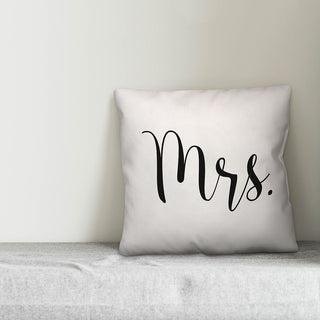 Mrs Script Throw Pillow Cover, 18x18