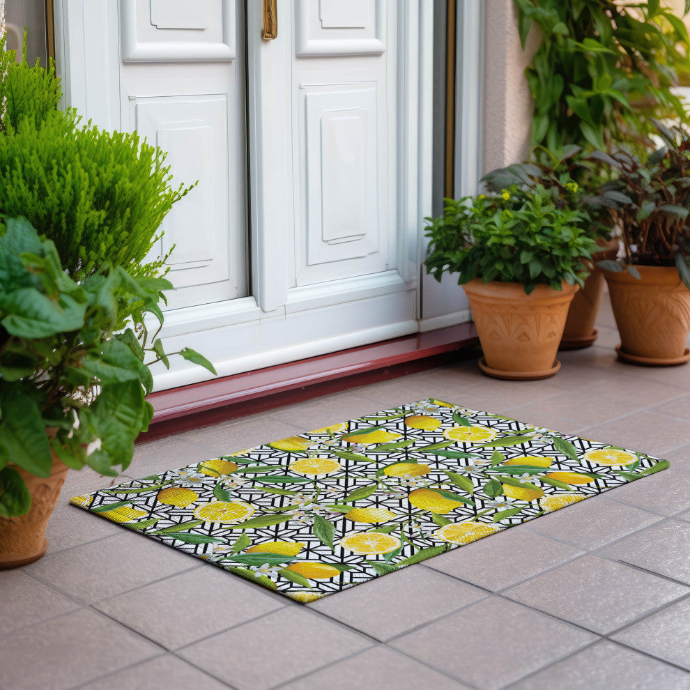 Indoor/Outdoor Kendall KE5 Ivory Machine Washable 1'8" x 2'6" Rug