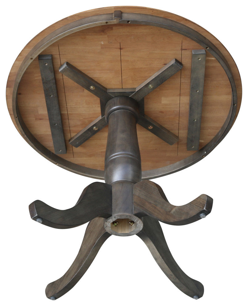 Round Top Pedestal Table, Hickory/Washed Coal, 36 Inch Round