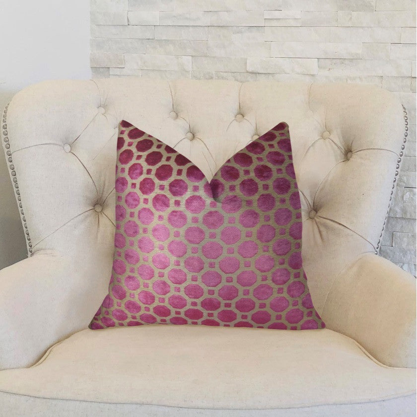 Plutus Velvet Geo Handmade Throw Pillow, (22" x 22")