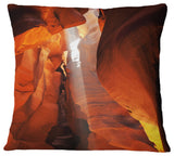 Antelope Canyon in Sunlight Rays African Landscape Throw Pillow, 16"x16"