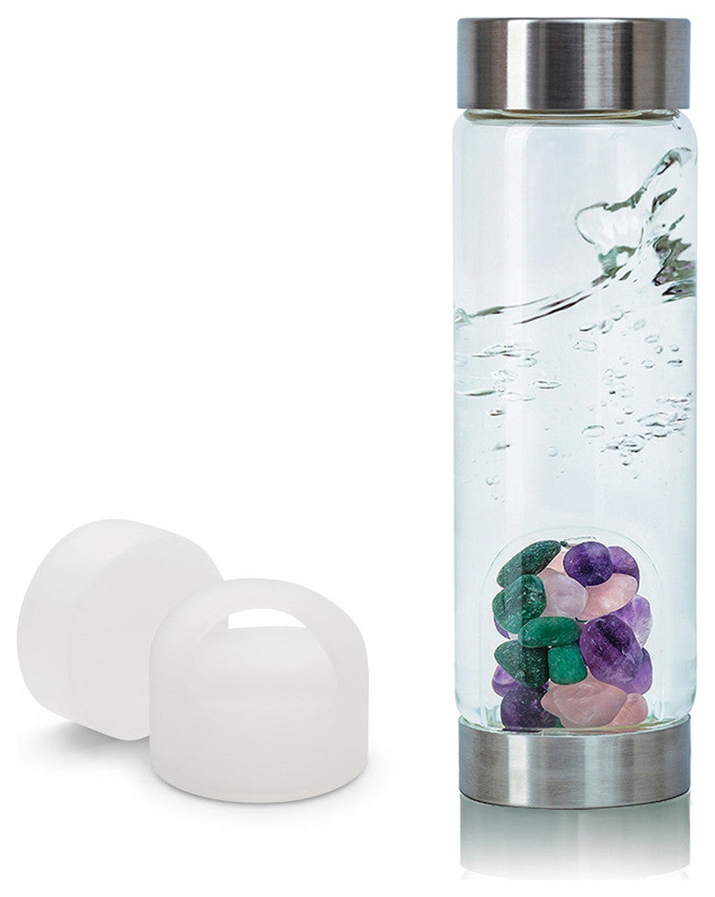 Water Bottle, VitaJuwel ViA Gemwater Bottle, White Loop Caps, Beauty