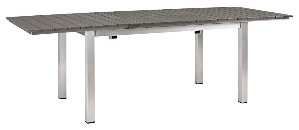 Silver Black Shore 9 Piece Outdoor Patio Aluminum Outdoor Dining Set