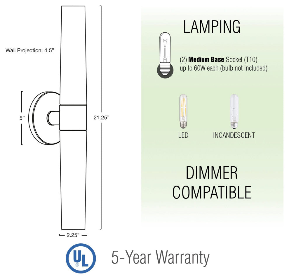 Kira Home Duo 21" Wall Sconce, Frosted Opal Glass Shades for Bathroom/
